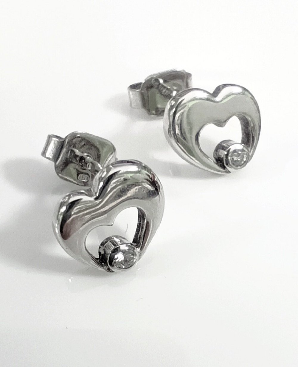 Серьги-пусеты "Эстерелла", серебро 925 проба, родированные, фианит/Ф