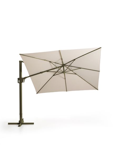 Бежевый консольный зонт Noli с зеленой алюминиевой конструкцией, 300 x 300 см