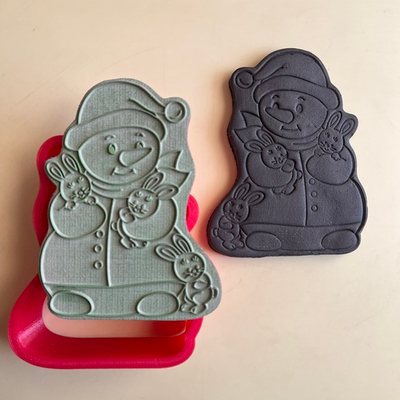 Штамп с вырубкой «Снеговик с зайцами»