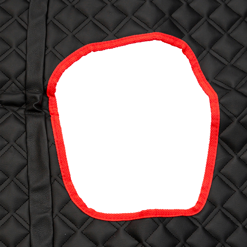 Ковры SCANIA 5 серии R (механика) (экокожа, черный, красный кант, красная вышивка)