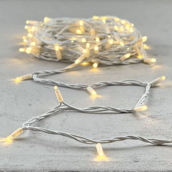 Светодиодная гирлянда с колпачком 75 теплых белых LED ламп 10 м., 24В., белый каучуковый провод, IP65, LTC (LL75-8-1WW)