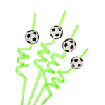 Трубочки для коктейлей пластиковые «Футбол» ассорти, 4 шт