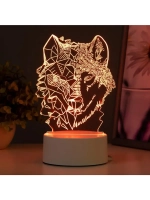 Светильник 3D ночник RISALUX «Волк», LED RGB, от сети, 13.5×