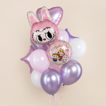 Фольгированный шар-фигура «Голова лабубу», розовый/ коричневый, 69 см