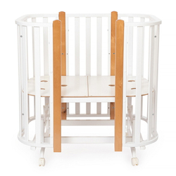 Кроватка-трансформер Vikalex Сканди маятник на колёсах белый/бук