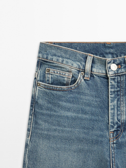 Massimo Dutti Расклешенные джинсы с высокой посадкой, голубой