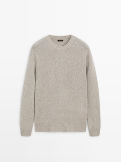 Massimo Dutti СВИТЕР ИЗ СМЕСОВОЙ ШЕРСТИ С КРУГЛЫМ ВЫРЕЗОМ, КОРИЧНЕВЫЙ