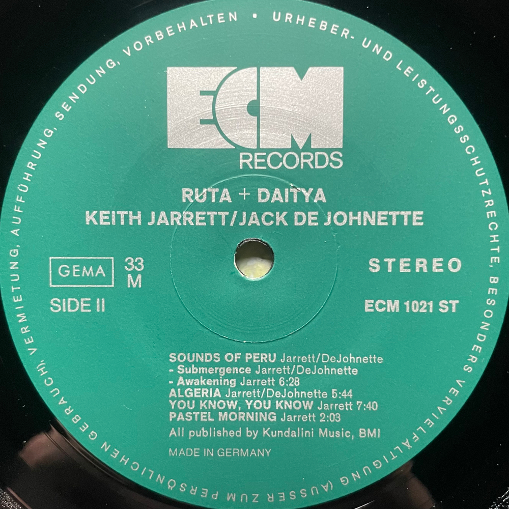 Keith Jarrett / Jack DeJohnette ‎– Ruta And Daitya (Германия 1973г.) ECM