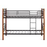 Кровать BOLERO двухярусная- дерево гевея/металл, 90*200 см (bunk bed), красный дуб/черный