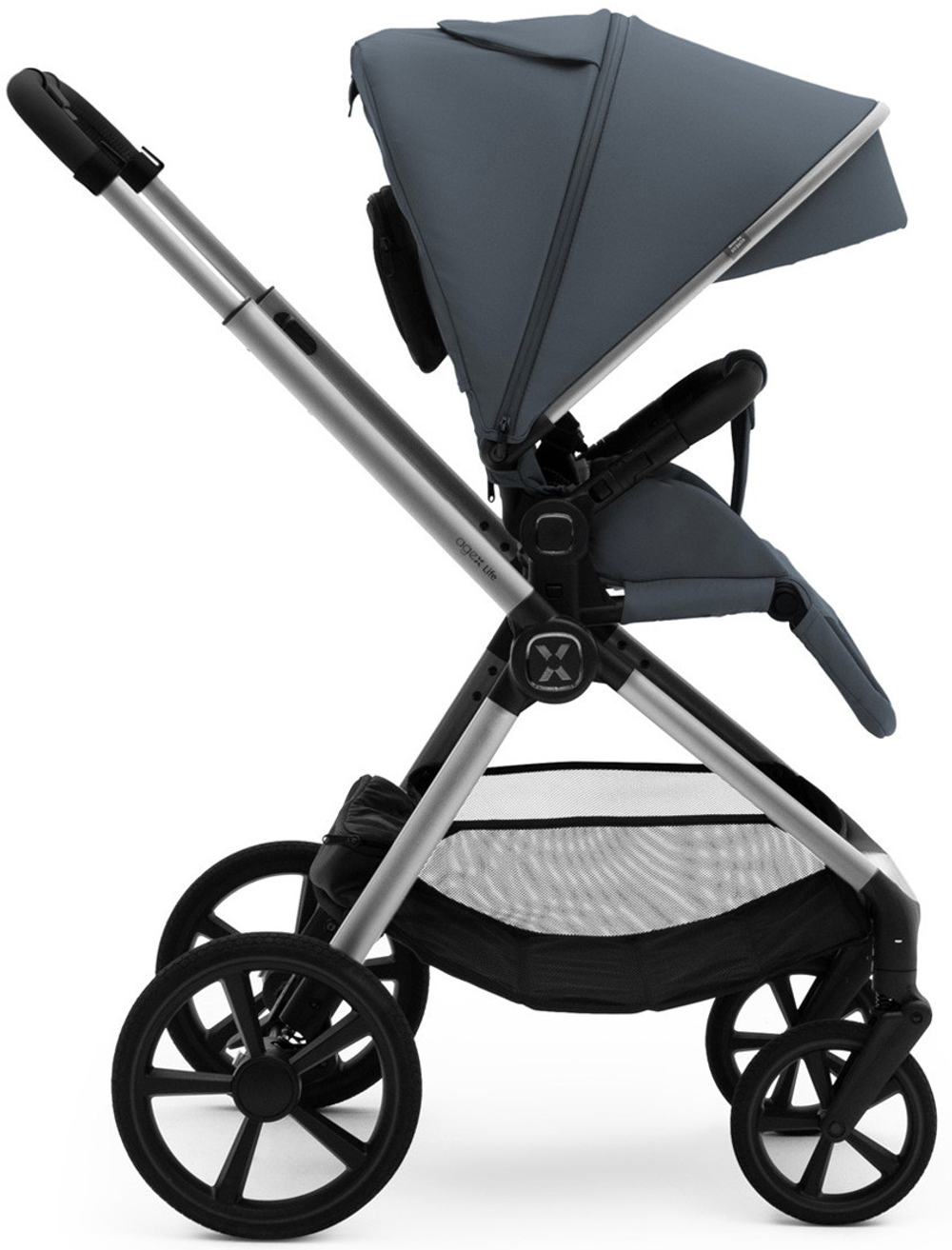 Коляска Agex Life 3 в 1 хромированная рама с автокреслом i-Team ATG080 Grey ALG590 Chrome Grey (Серый)
