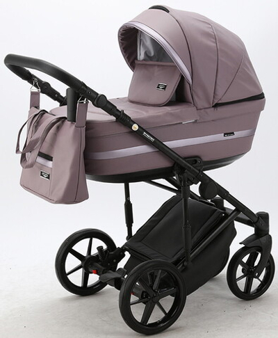Детская коляска Adamex Rimini Deluxe 3 в 1 RI226 СВ.СИРЕНЬ.КОЖА+СВ.СИРЕНЬ.ПЕРЛ.ОТДЕЛКА