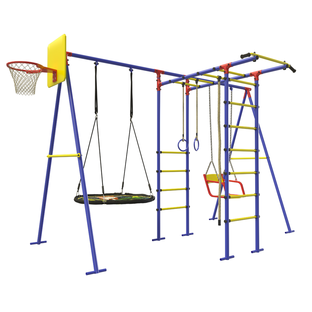 Уличный комплекс с двумя качелями синий