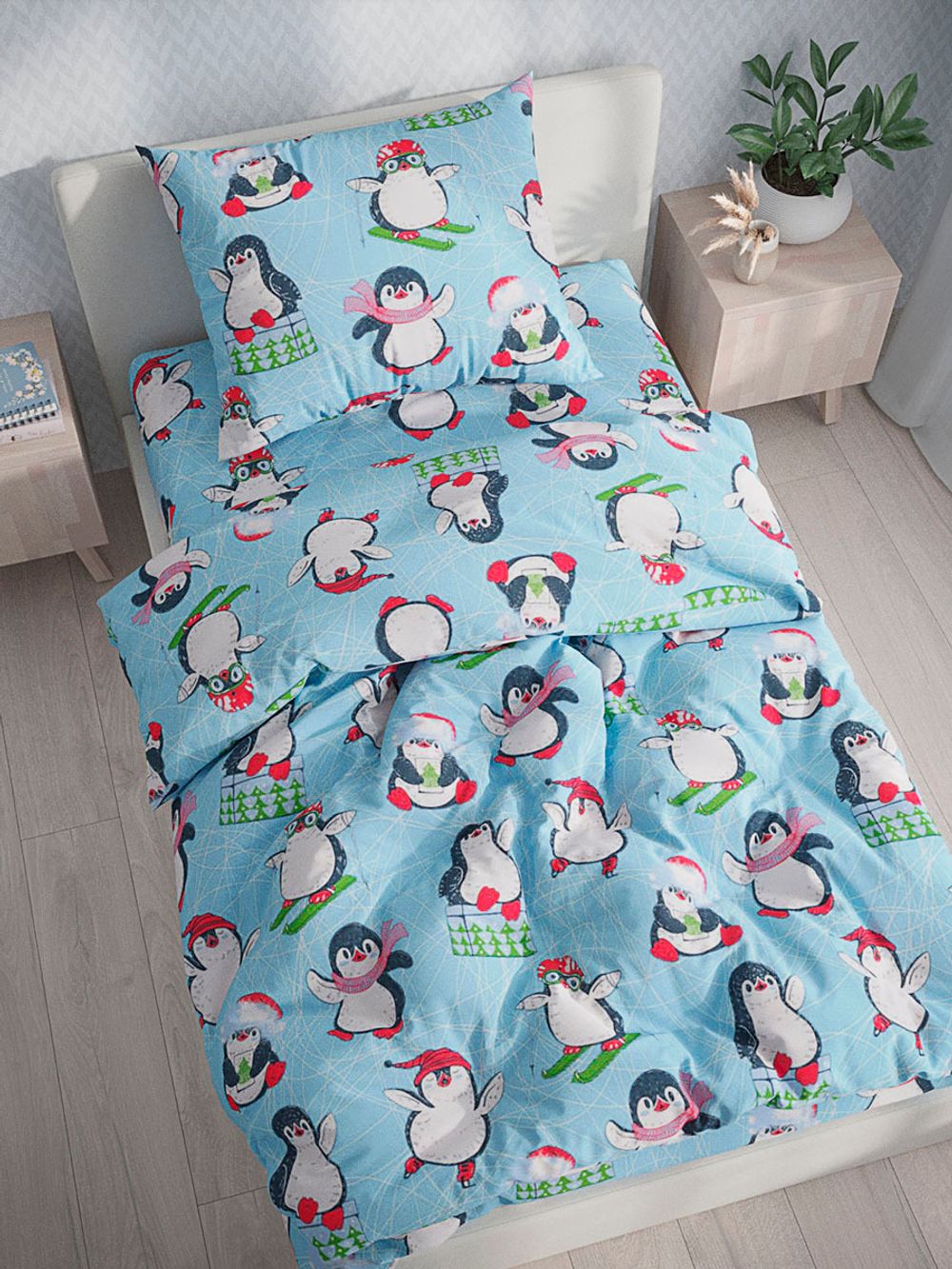 Простынь бязь Сказка "Веселые пингвины" 150x215 см