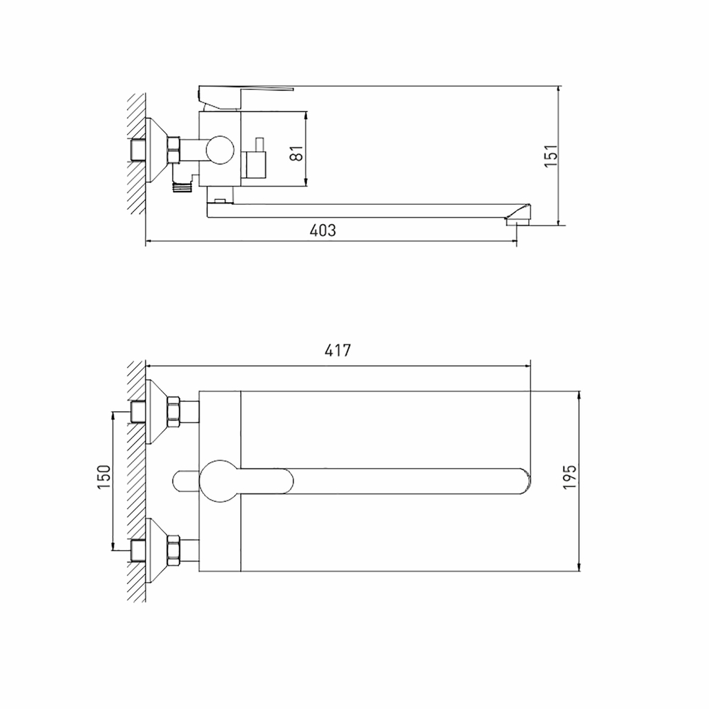 Смеситель для ванны и раковины 35k MIXLINE MLSS32-02 "Stainless" НЕРЖ