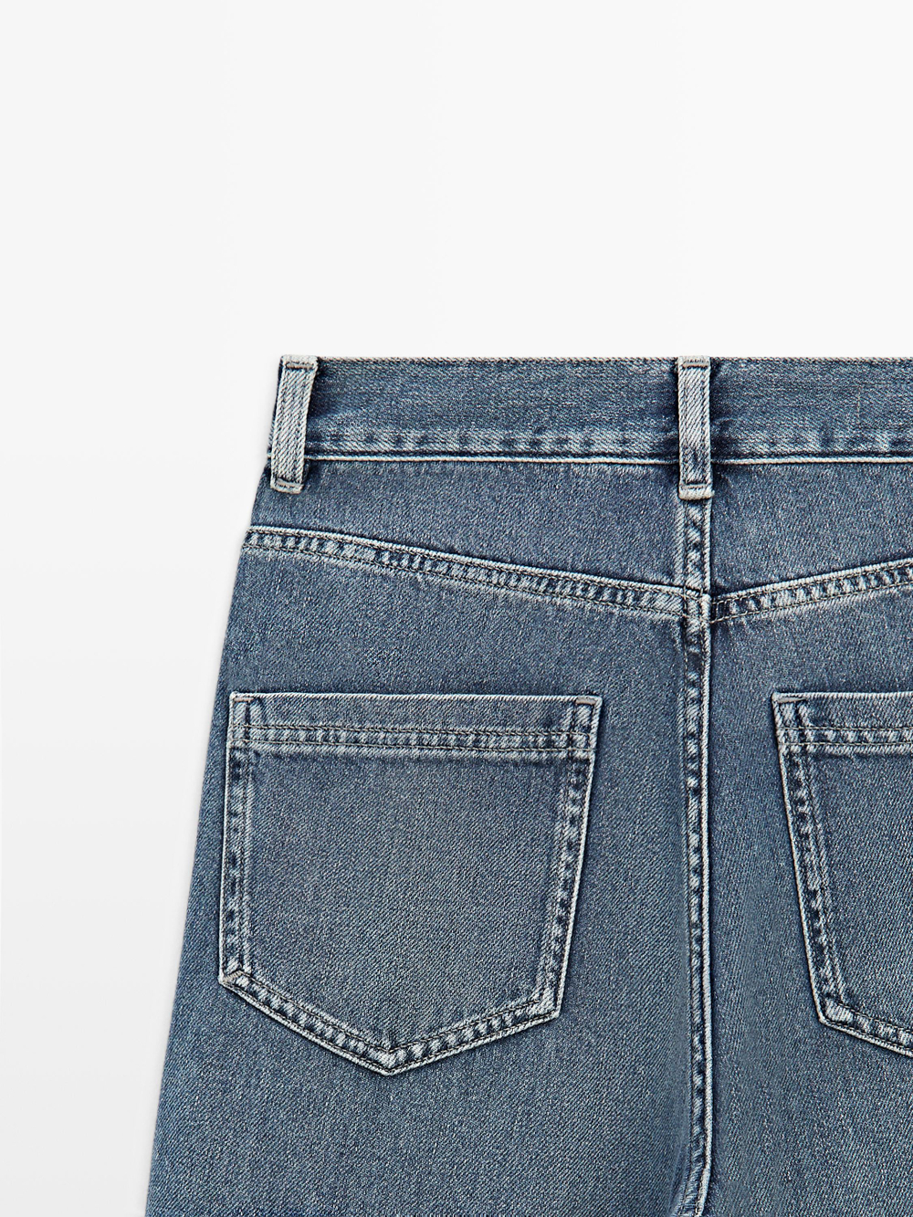 Massimo Dutti Джинсы с высокой талией и широкими штанинами, средне-синий