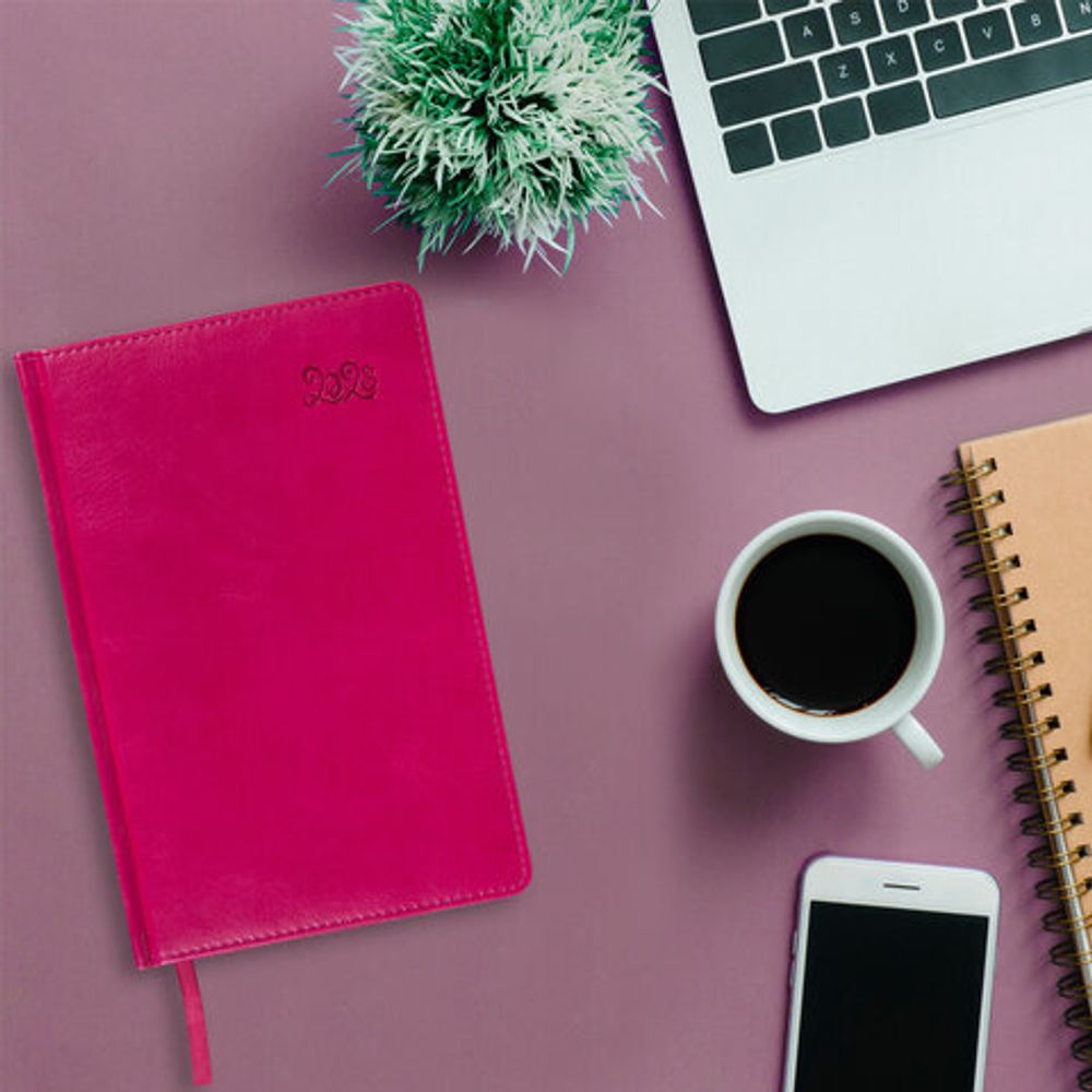 Ежедневник датированный 2023 А5 138x213 мм BRAUBERG "Rainbow", под кожу, розовый, 114050