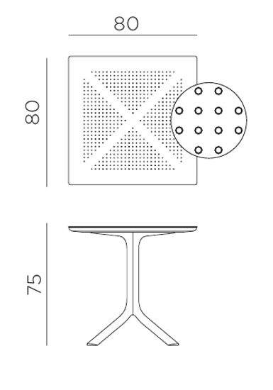 Стол пластиковый обеденный Clip 80 белый Nardi Италия