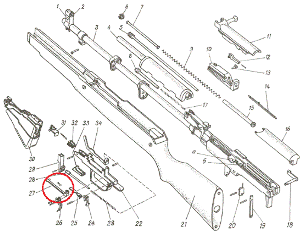 Спусковой рычаг СКС, ИжМаш