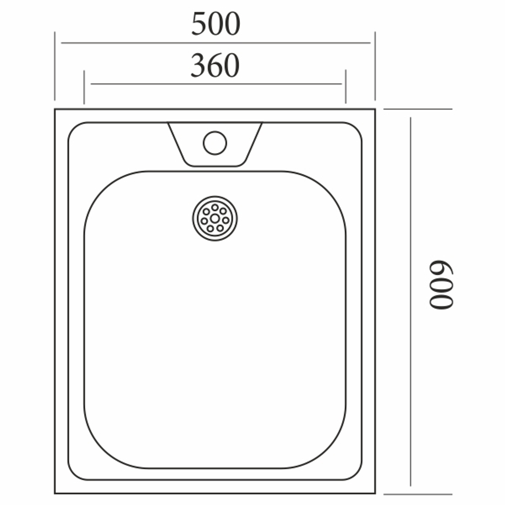 Мойка 50х60 (0,4) вып 1 1/2 Эконом  (глуб. 13см)