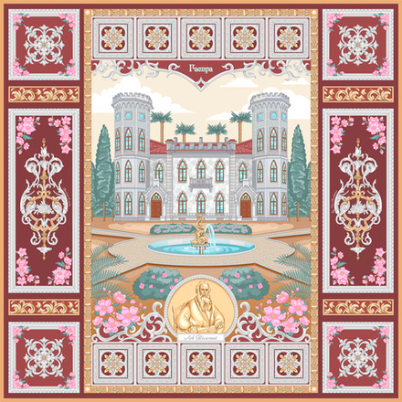 Платок «Романтическая Александрия» бордовый