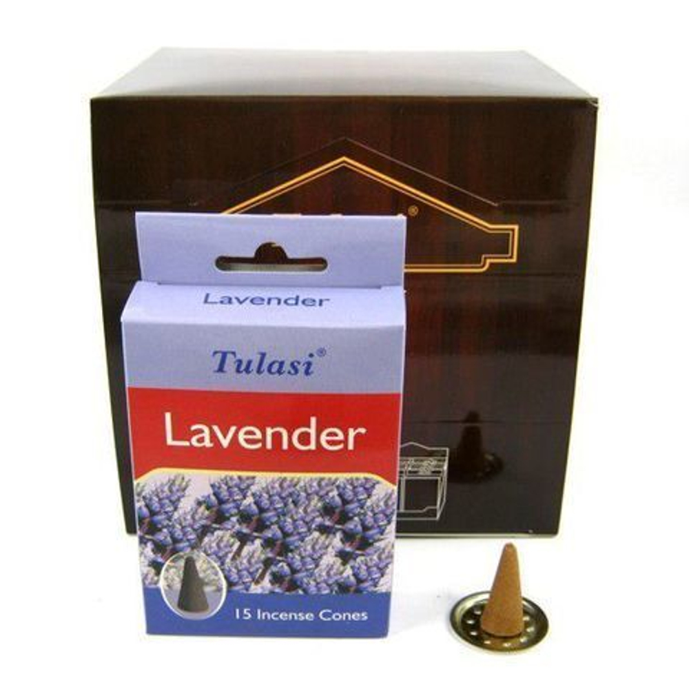 Tulasi Lavender Благовоние-конус Лаванда, 15 шт