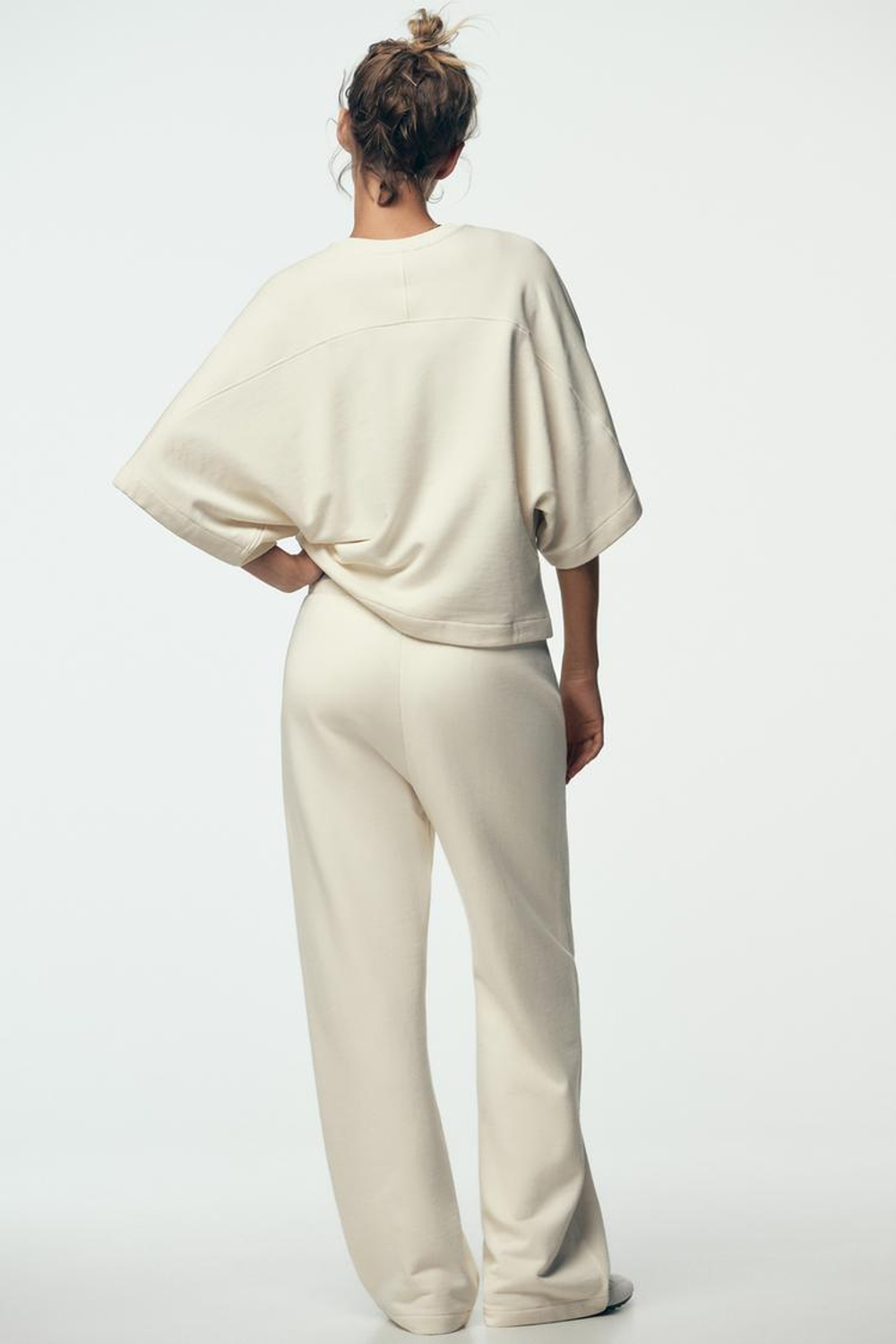 ZARA ТОЛСТОВКА С КОРОТКИМИ РУКАВАМИ В СТИЛЕ РУСТИК, ЭКРЮ