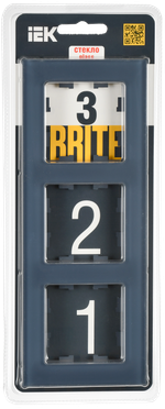 BRITE Рамка 3-местная РУ-3-2-Бр стекло маренго матовый IEK