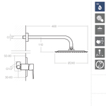 Встраиваемый смеситель для душа с тропическим душем TITANIUM K1818013
