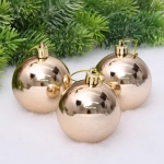 Новогодние шары 6 см (набор 3 шт) «Глянец», шампань