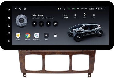 Магнитола для Mercedes-Benz S W220 1998-2005 (рамка дерево) - Teyes LUX ONE ROUND монитор 12.3" 2K QLED на Android 10, CarPlay, 4G SIM-слот