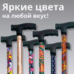 06-01-02 Трость опорная, регулируемая по высоте, с устройством противоскольжения, телескопическая с прямой пластмассовой ручкой (цветные стойки) ТР1(ПР)