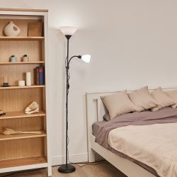 UML-T520 E27+E14 BLACK-WHITE Торшер напольный под лампу Е27 и Е14. 2х60W. Черный-Белый. ТМ Uniel