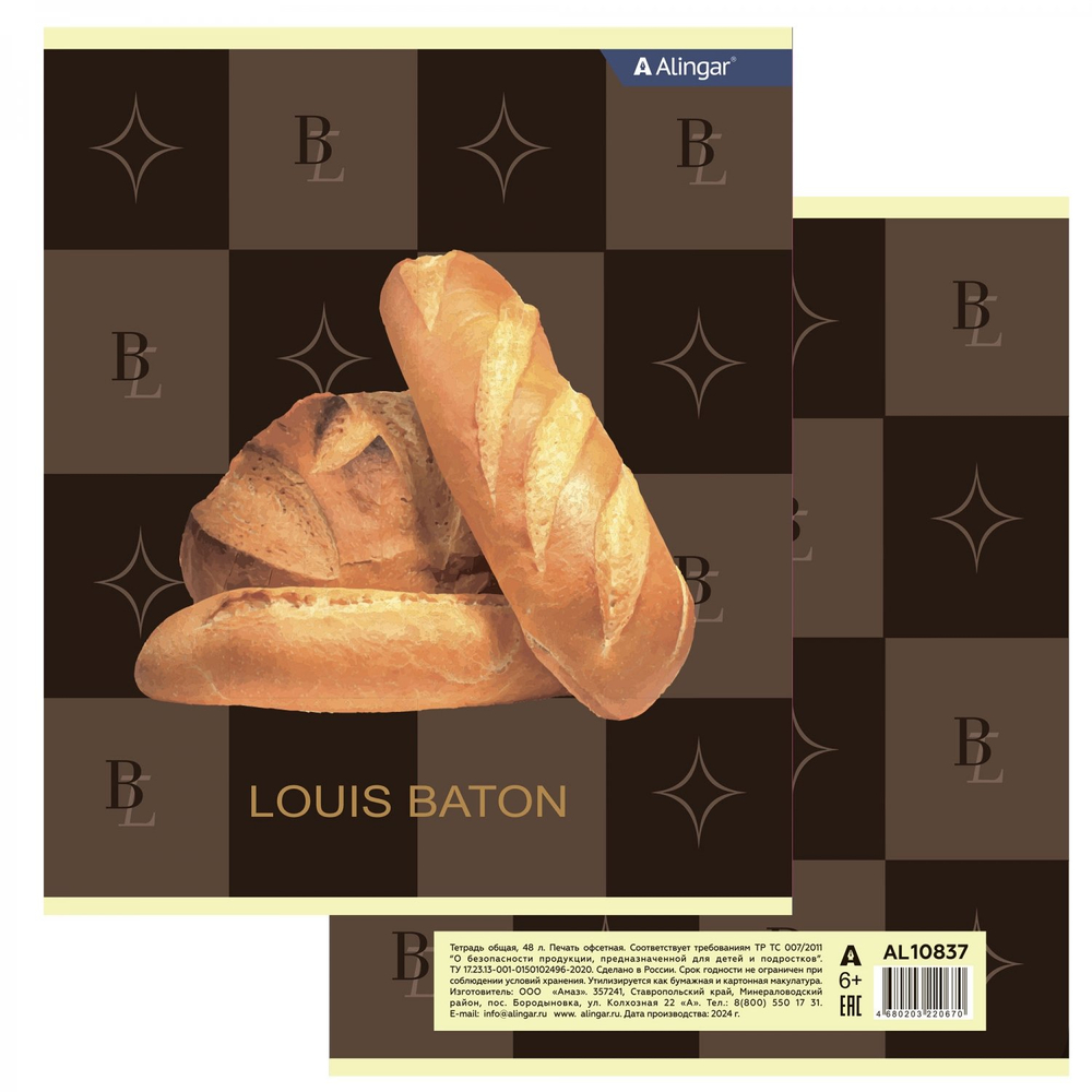 Тетрадь 48л., А5, клетка, Alingar "Enjoy every moment", скрепка, мелованный картон (стандарт), блок офсет, 4 дизайна в пленке т/у