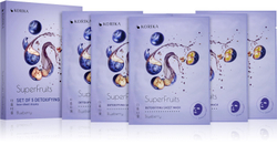 KORIKA SuperFruits Blueberry - Set of 5 Detoxifying Face Sheet Masks - набор масок для лица «Черника» со скидкой (с детоксикационным эффектом) /   / GTIN 2800010655089