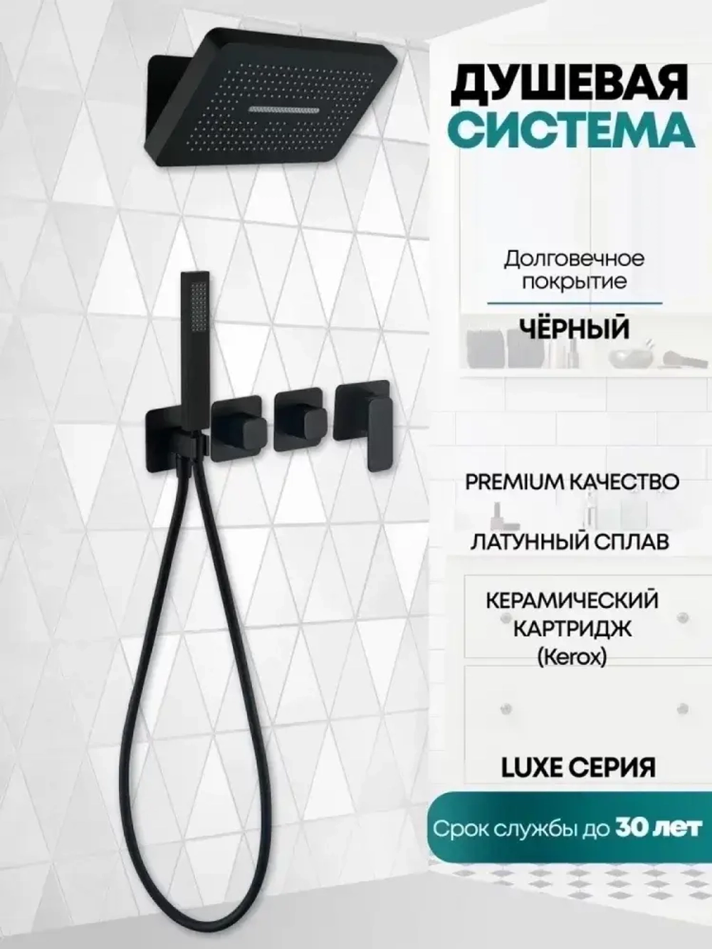 Душевая система скрытого монтажа Grocenberg GB5030BL с Картриджем Kerox (Венгрия)