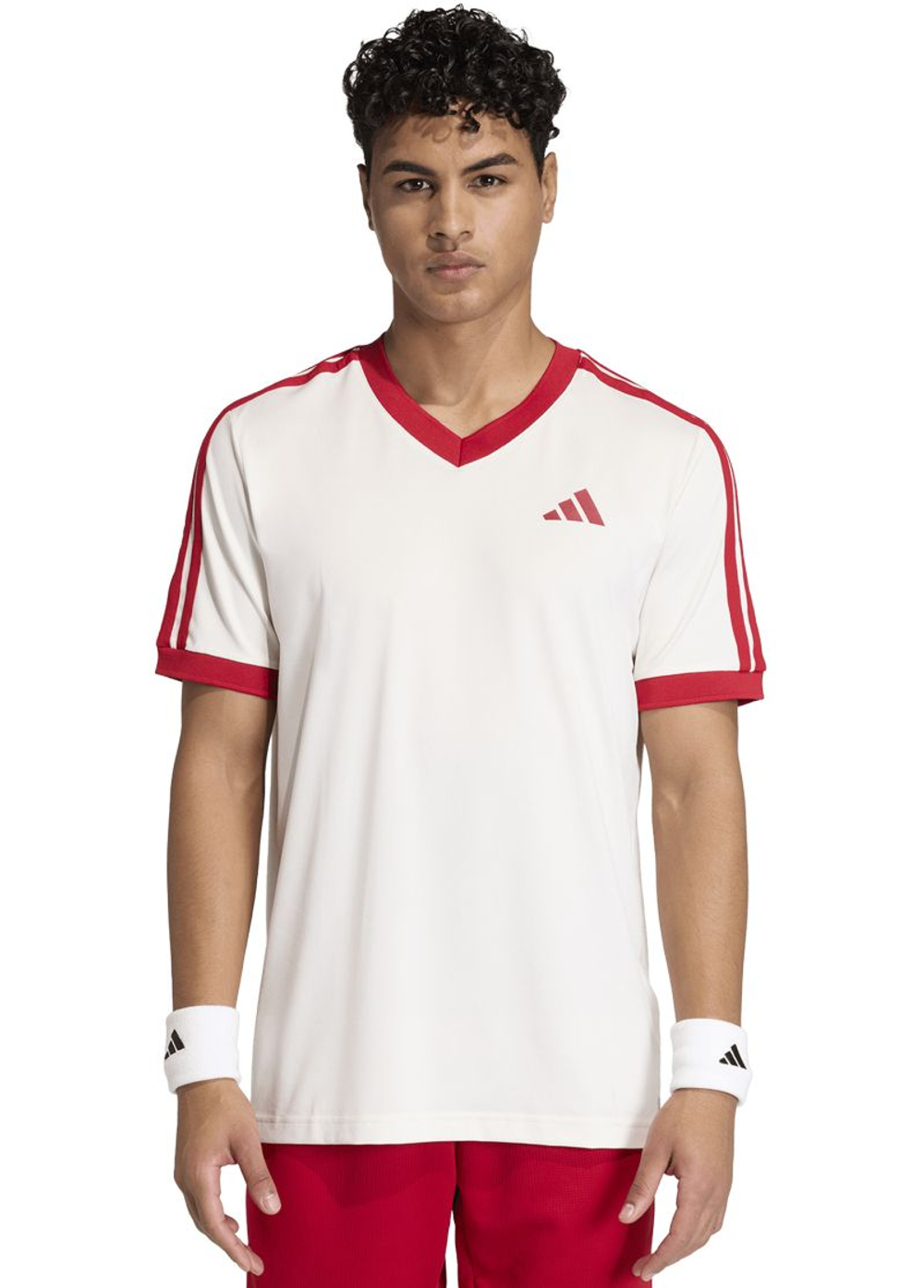 Теннисная футболка Adidas Classics - chalk white/power red