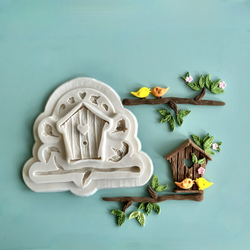 Молд силиконовый для лепки и творчества "Скворечник и птички" 10,7 см / Форма птицы для шоколада, мастики, воска и мыла