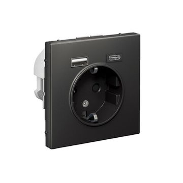 Розетка ArtGallery 16А с 2-мя заряд. устройствами USB A+C 5В/2.4А/3А 2х5В/1.5А механизм базальт SE GAL001432