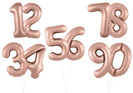 Шар - цифра с гелием Slim (розовое золото) | 0117