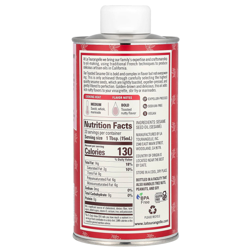 La Tourangelle, масло из обжаренного кунжута, 500 мл (16,9 жидк. унции)