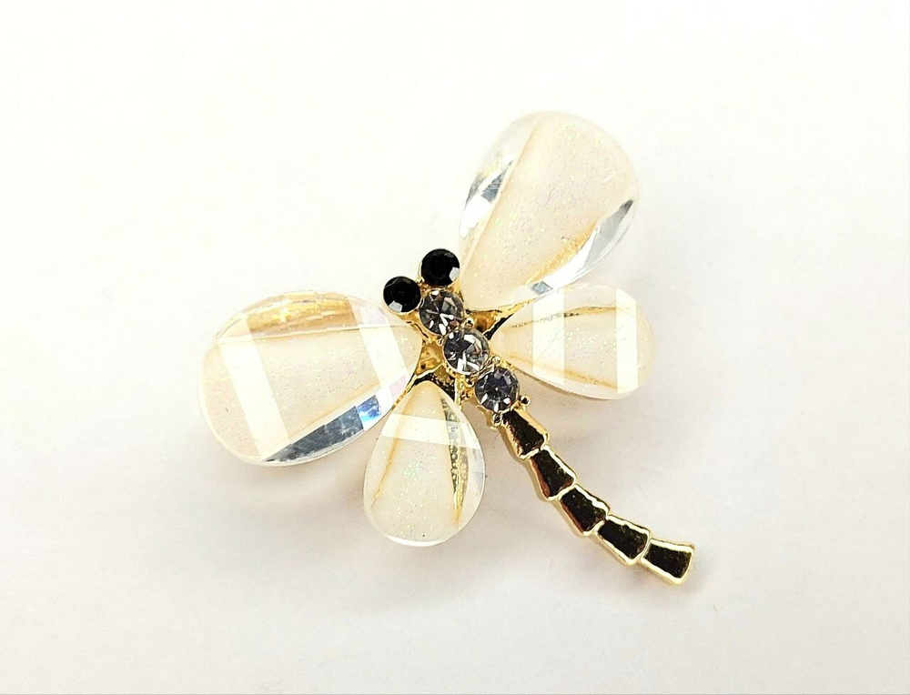 Брошка "Стрекоза" костюмная.  Строгая. Классическая.Цвет золото