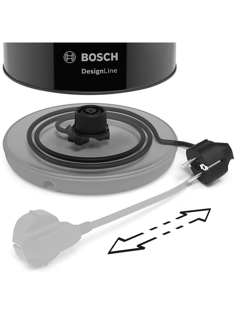 Чайник электрический Bosch TWK3P423 1.7л. 2400Вт черный (корпус: нержавеющая сталь)