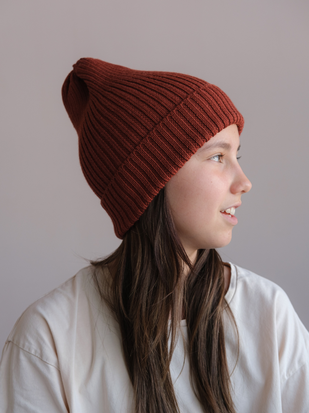 Шапка вязаная-резинка весенняя/осенняя КЭП(Терракот)