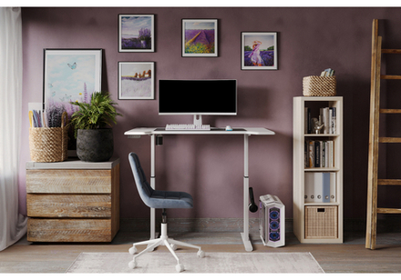 Компьютерный стол Woodville Маркос с механизмом подъема 120х75х75 белый, шагрень белая