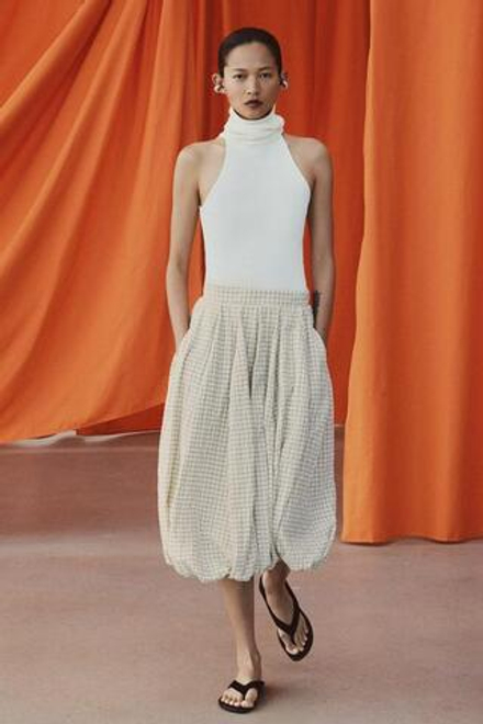 ZARA ЮБКА-ШАР В КЛЕТКУ — ZW COLLECTION, ЭКРЮ/ЧЕРНЫЙ