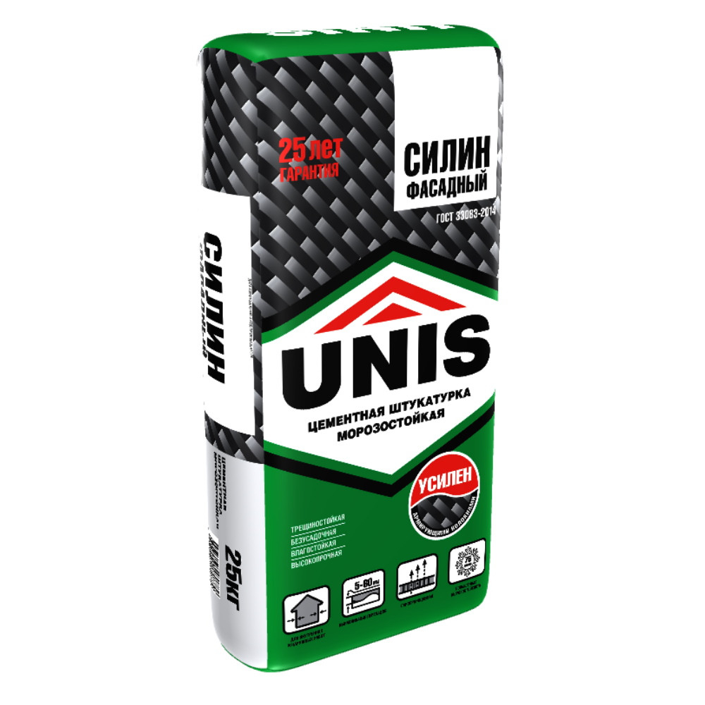 Штукатурка цементная фасадная Unis Силин фасадная 25 кг