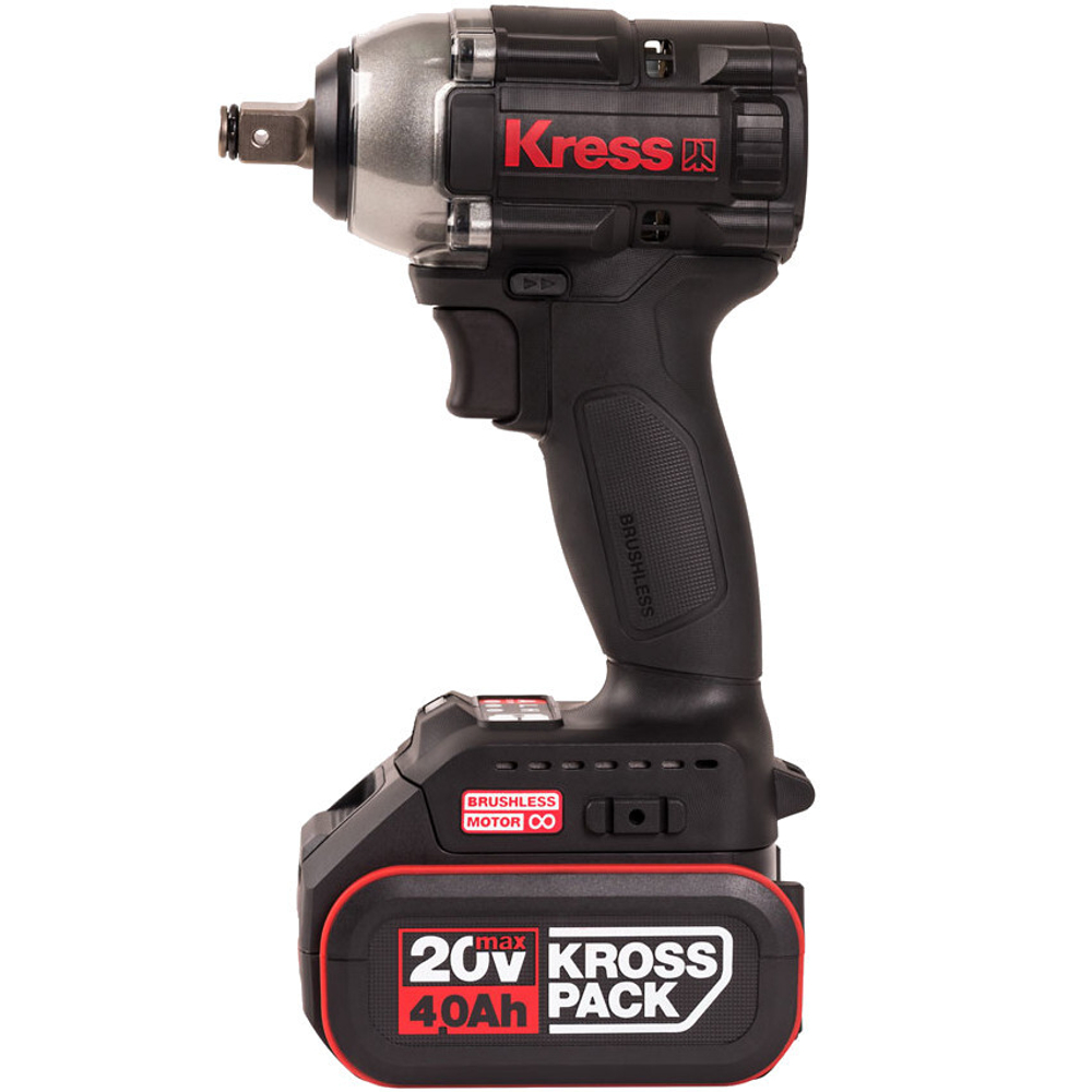 Гайковерт аккумуляторный KRESS KU272.2 20V 4Ач х2, Зу 2А, кейс