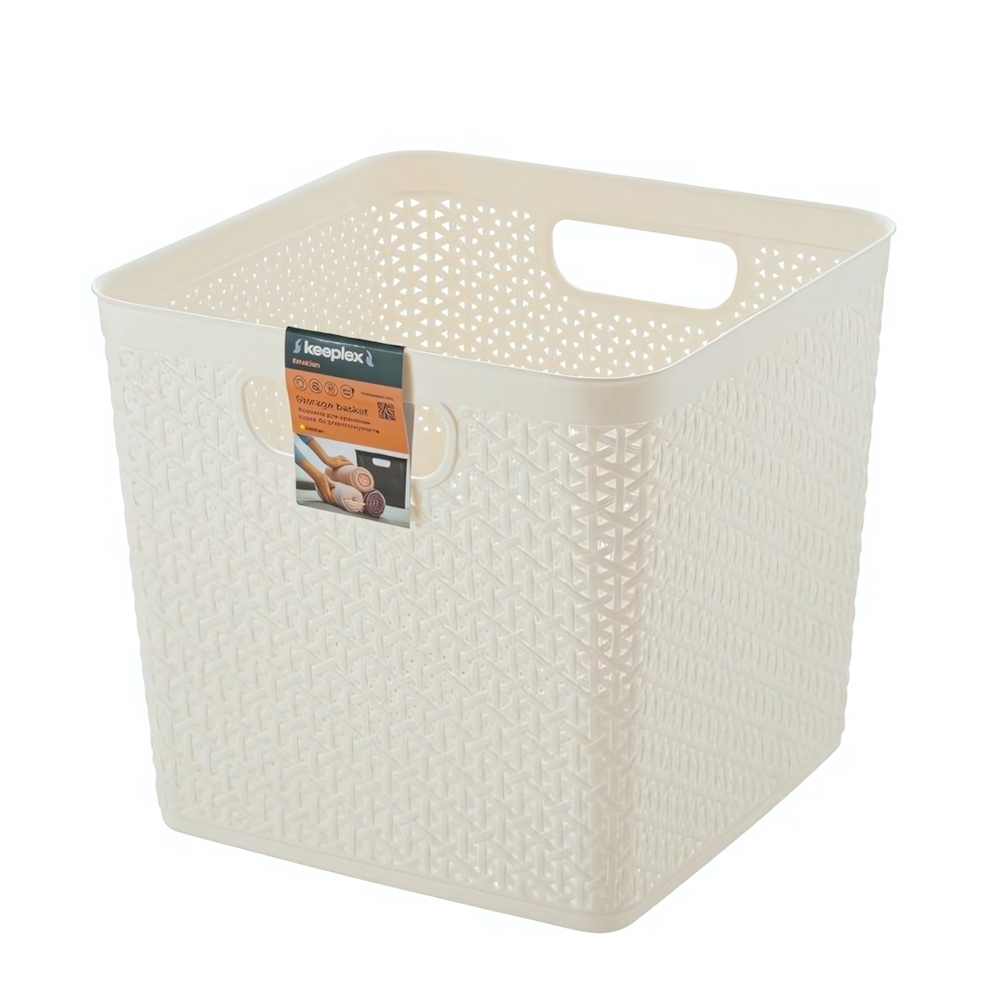 Корзина для хранения Keeplex Rattan 21л квадратная 29,5х29,5х27,5см белое облако