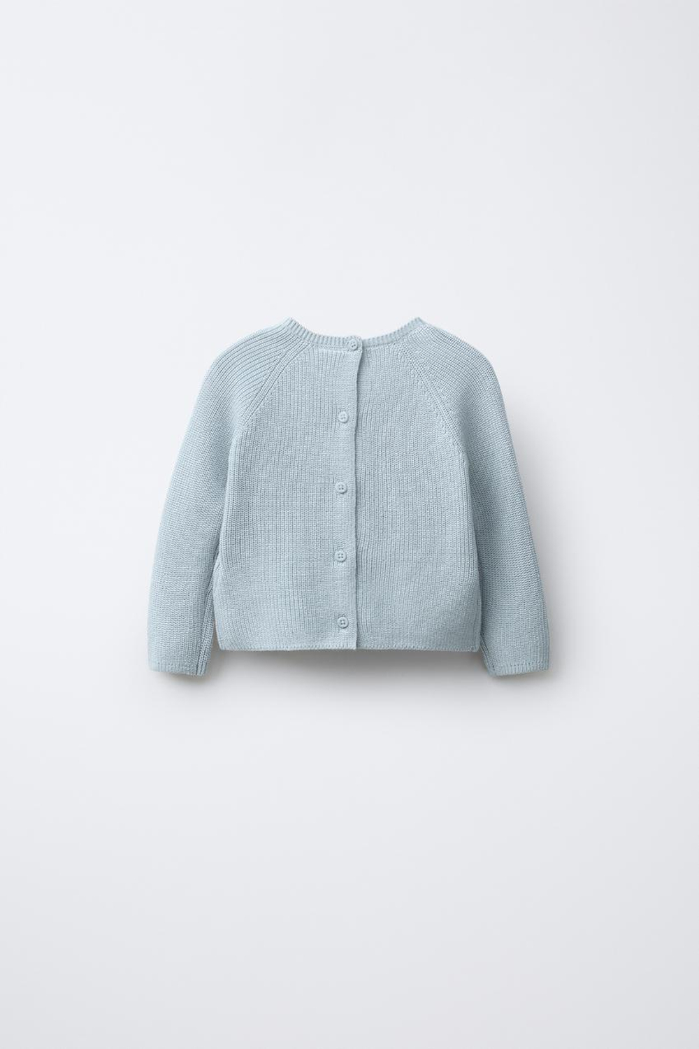 ZARA ВЯЗАНЫЙ ЖЕМЧУЖНЫЙ ДЖЕМПЕР С ВЫШИВКОЙ В ВИДЕ СЛОНА, НЕБЕСНО-ГОЛУБОЙ