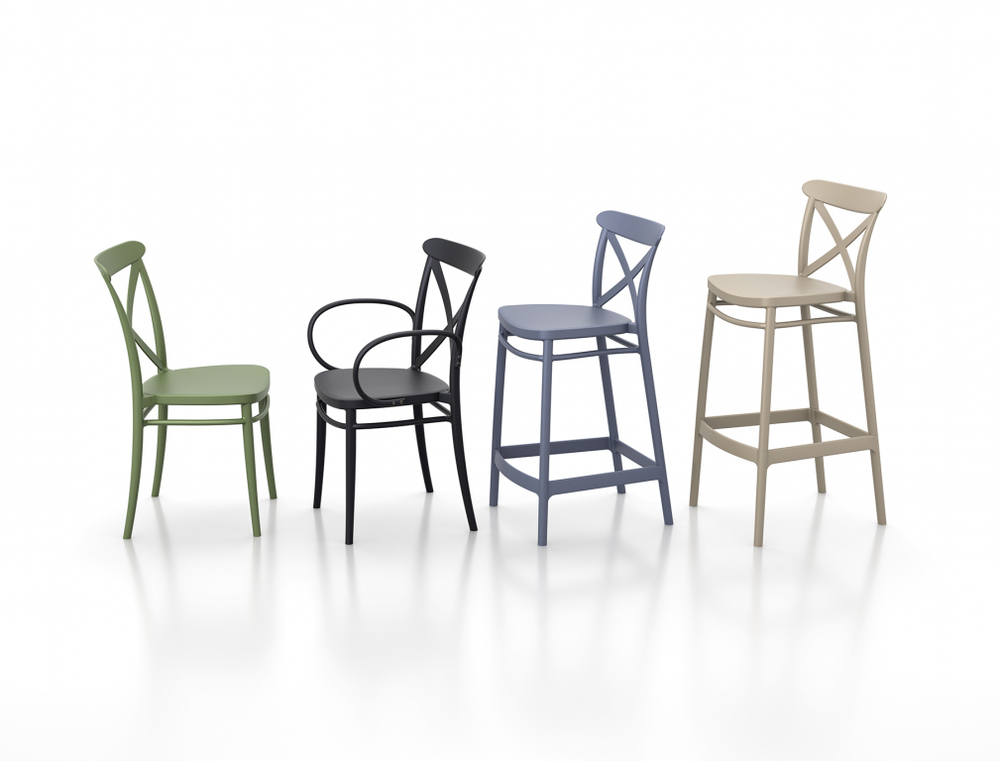 Стул пластиковый полубарный Siesta Contract Cross Bar 65, темно-серый